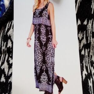 Last Sale Bila Black White Gauze Sleeveless Bohemian Dress